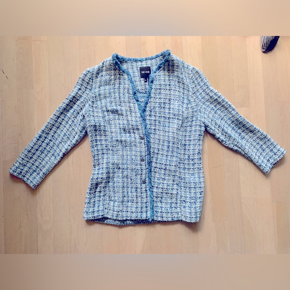 Elegant Blue Tweed Jacket
